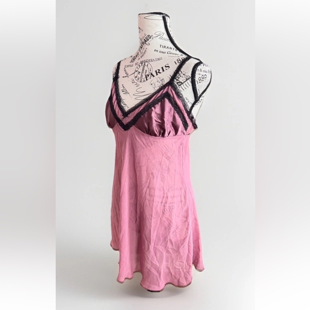 Vintage Y2K California Dynasty Pink Slip Dress Lace lingerie Romantic Whimsy S - Picture 6 of 12